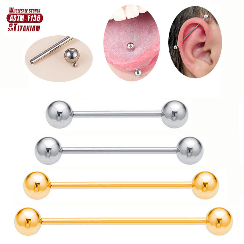 Tongue Barbell Straight - F136 Titanyum Piercing 14G Barbell Topları