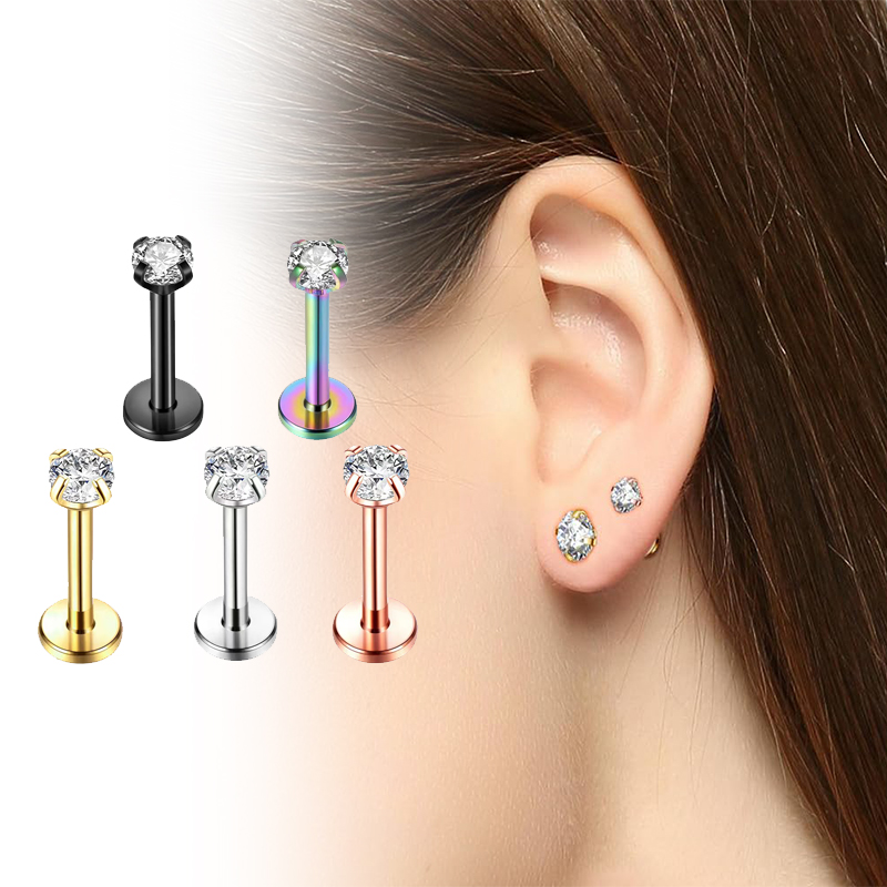 Body Jewelry Flat Back - 16G Titanyum İçten Dişli Düz Sırtlı
