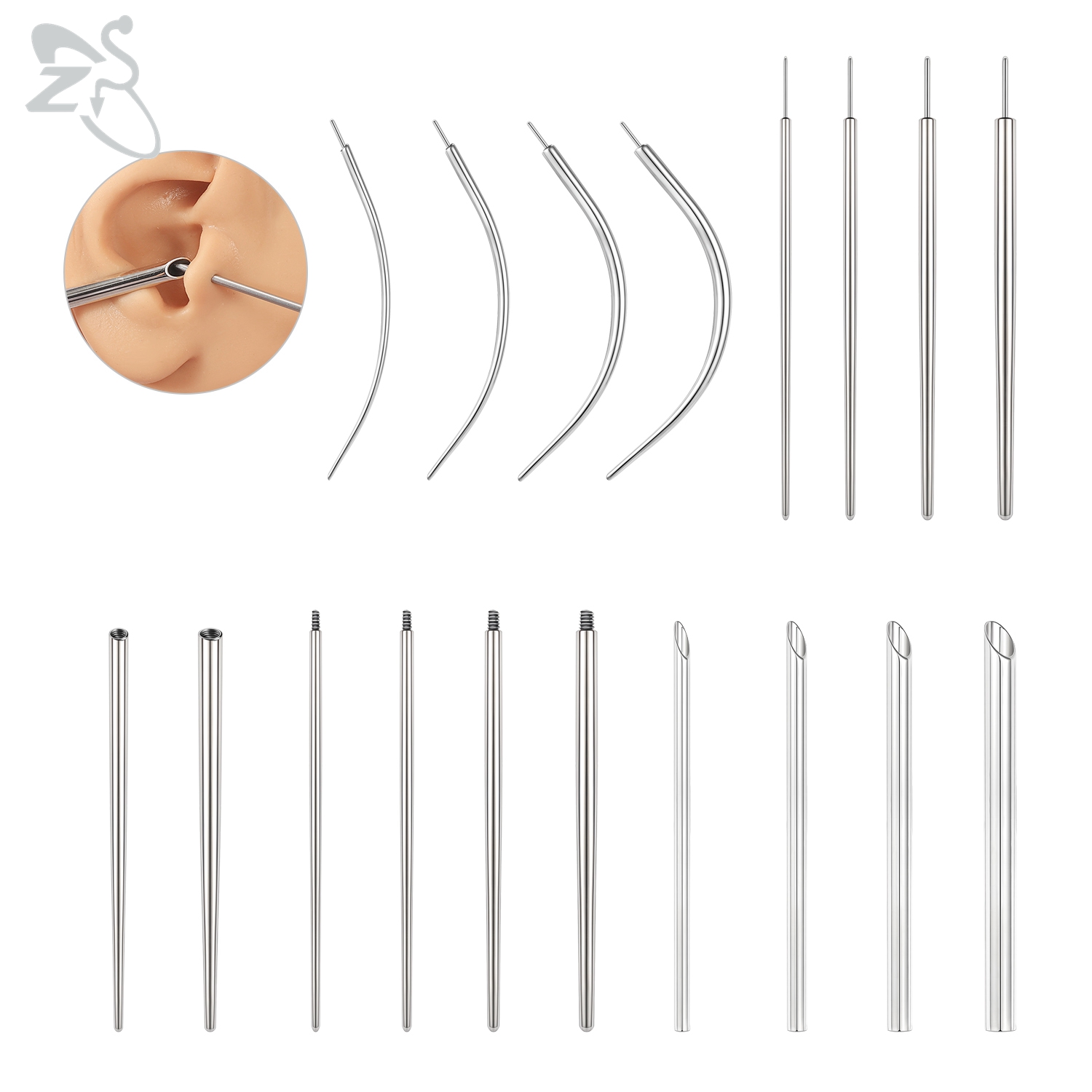 Zs Body Jewelry - ZS 1 adet 14/16/18/20G paslanmaz çelik