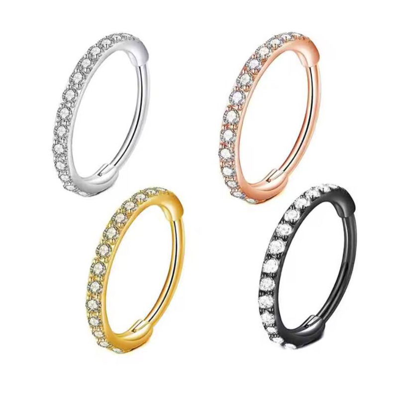 Body Jewelry Earrings - 16G Şeffaf CZ Burun Halkası 316L