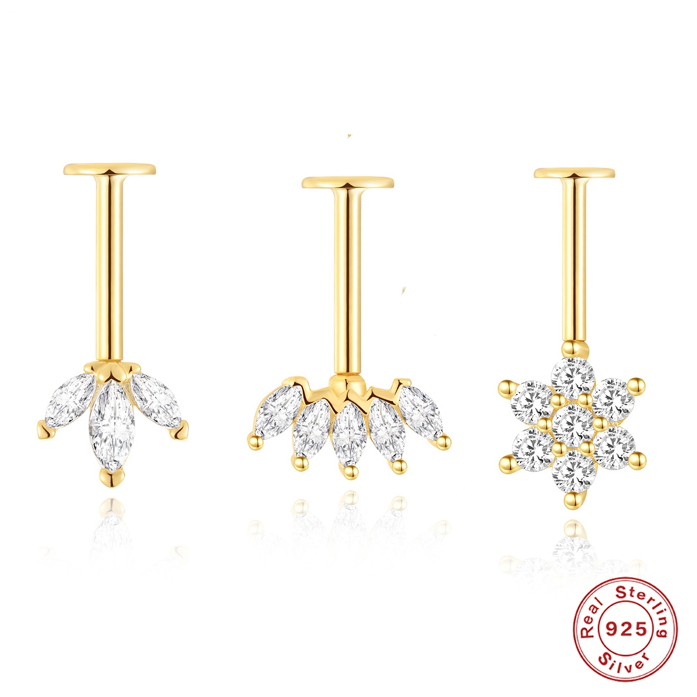 Body Jewelry Flat Back - AIDE 925 ayar gümüş küpe kadınlar