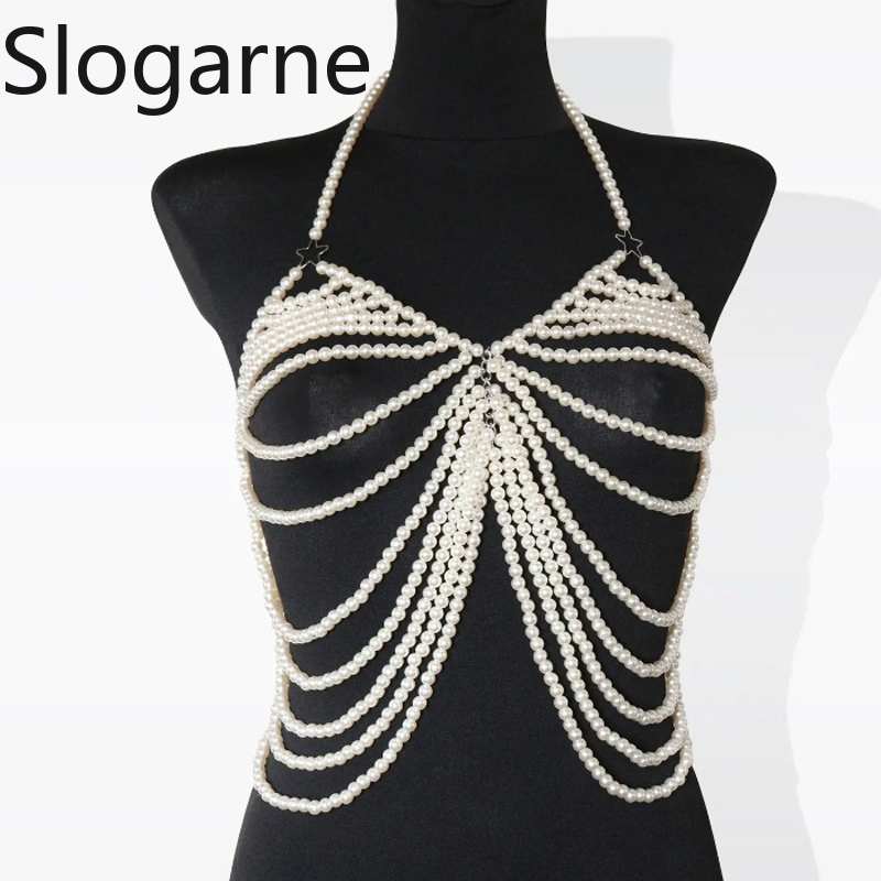 Body Jewelry Europe - Kadınlar Seksi İnci Vücut Zinciri Takı