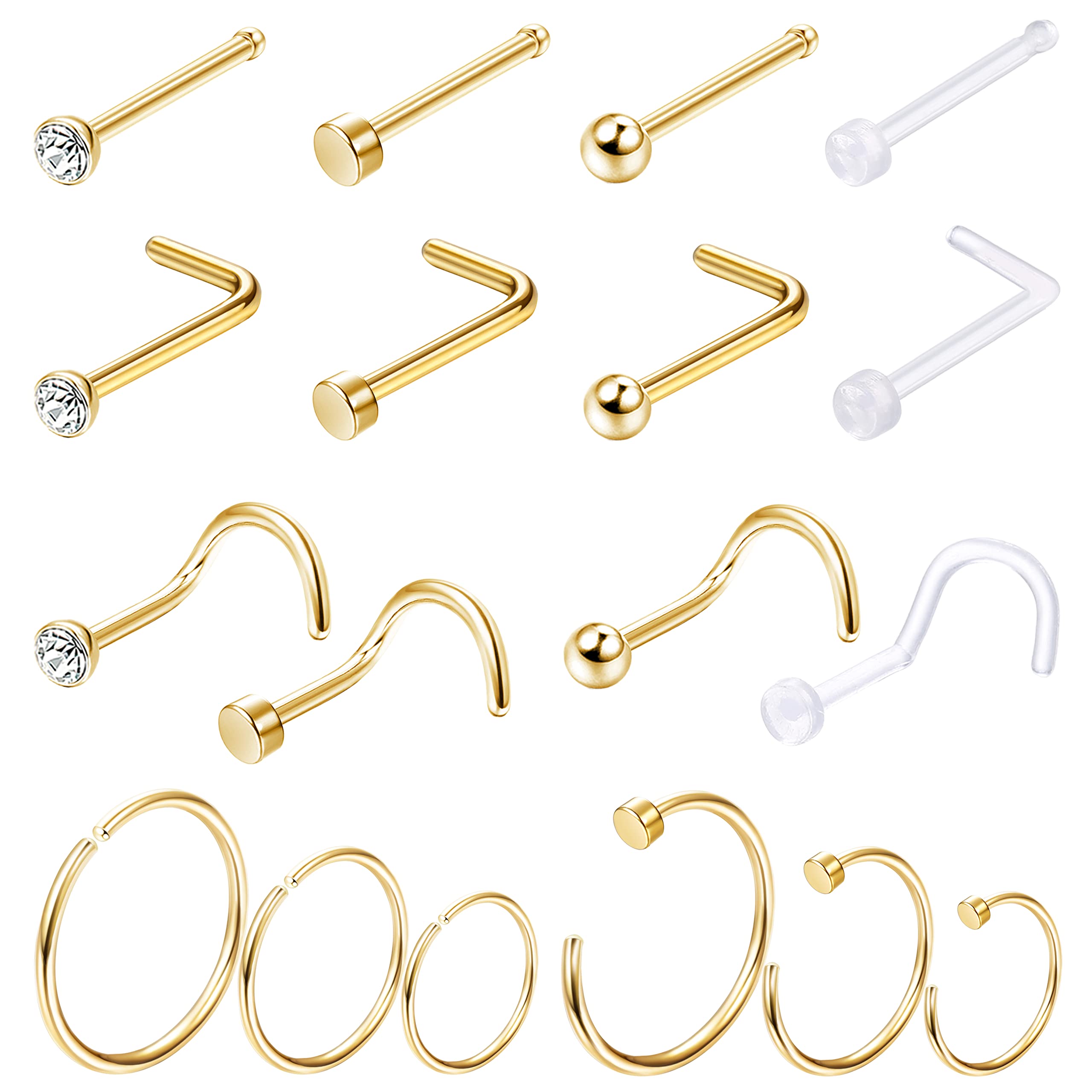 Body Jewelry For Sensitive Skin - 1 adet/18 adet hipoalerjenik burun yüzük