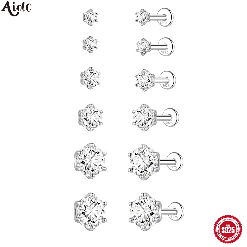 Body Jewelry Flat Back - Aide S925 Gümüş 6 Boyut Yuvarlak
