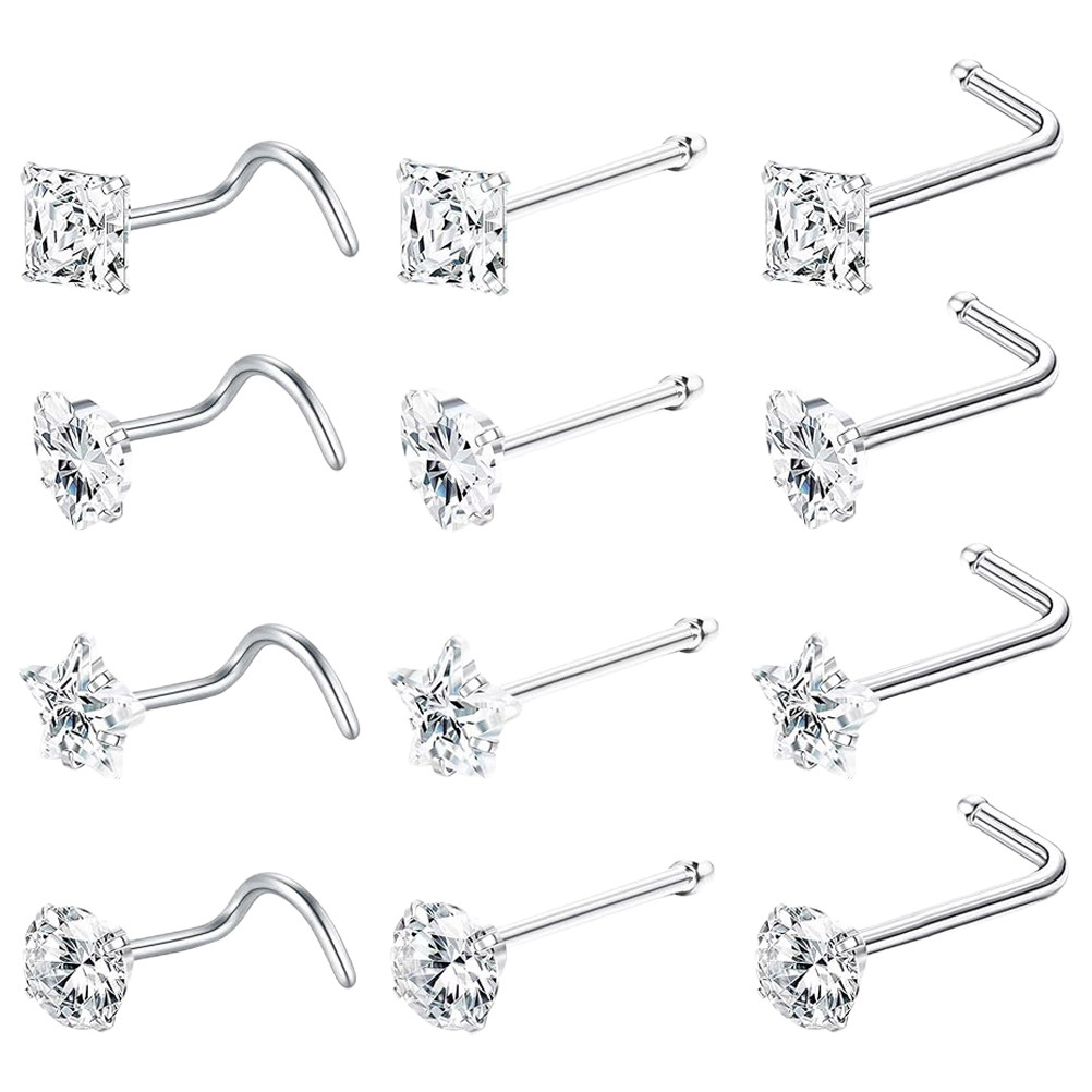 Body Jewelry For Sensitive Skin - 12 Adet Burun Piercingleri Şık L