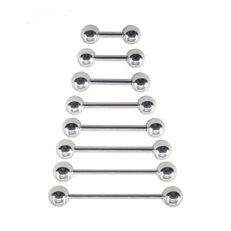 Tongue Barbell Straight - 2 adet 0.8mm Paslanmaz Çelik Uzun