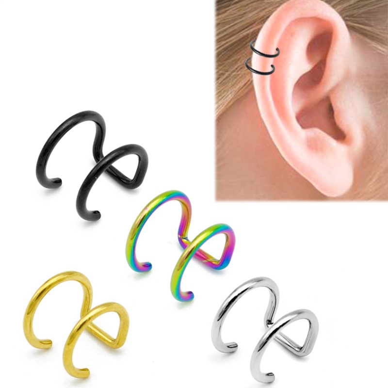 Body Jewelry Earrings - 2 Adet 316L Paslanmaz Çelik Klipsli
