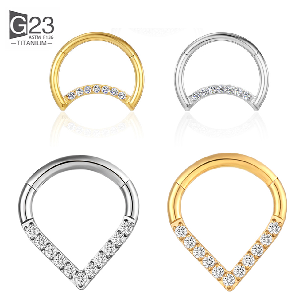 Body Jewelry Labret - F136 Titanyum Menteşeli Gözyaşı Damlası Segment