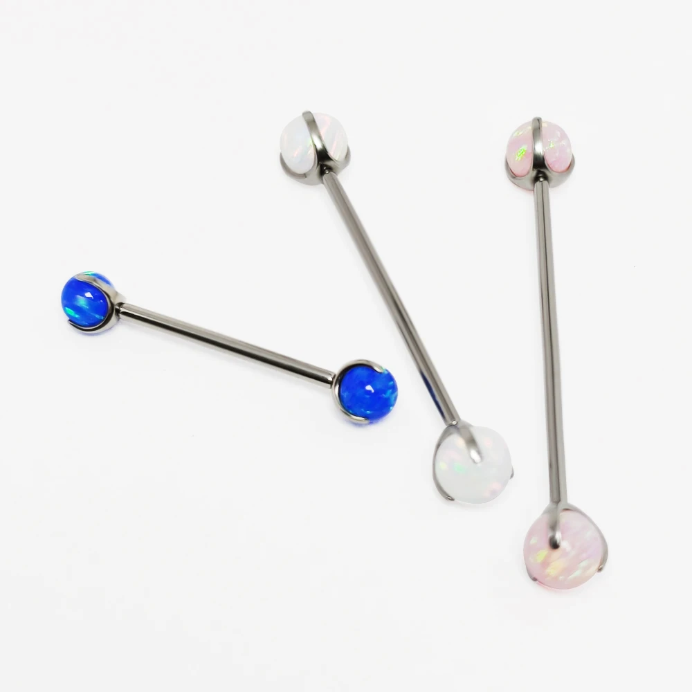 Tongue Barbell Straight - G23 Titanyum opal Halter Topları Yüzük