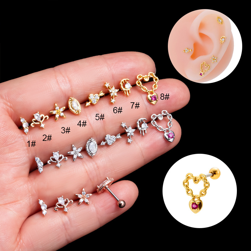 Body Jewelry Labret - Kadınlar için G23 Titanyum Kıkırdak Küpeleri