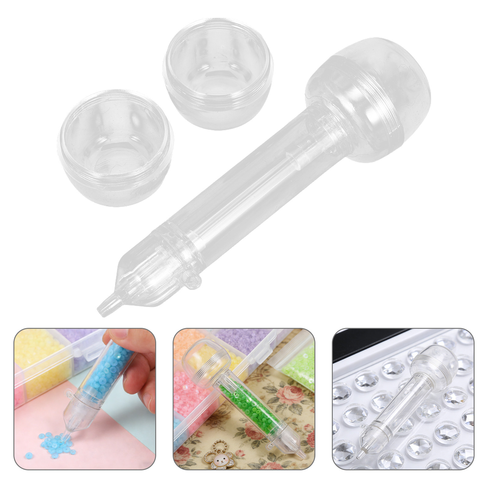 Body Jewelry - 2 Adet Sigortalı Boncuk Kalemi Şeffaf