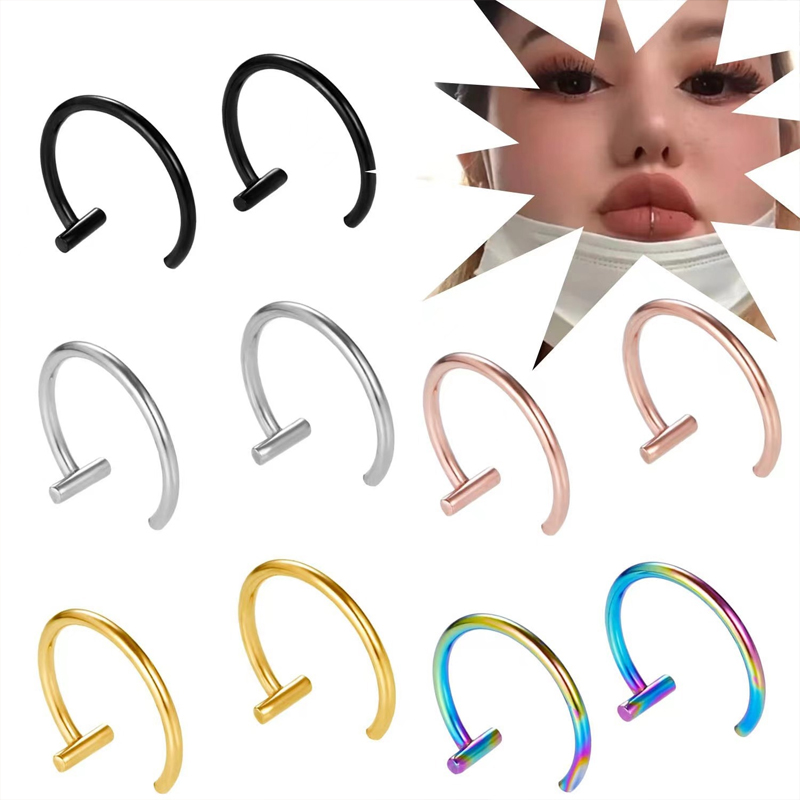 Body Jewelry Earrings - 18G Cerrahi Çelik Dudak Halkası Yarım