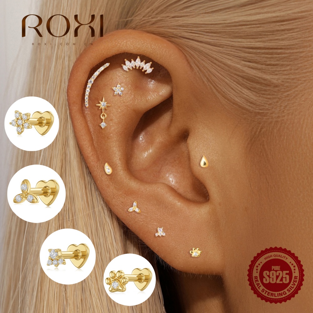 Body Jewelry Flat Back - ROXI 1 Adet 925 Ayar Gümüş