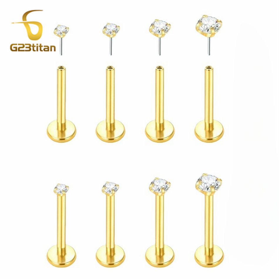 Body Jewelry Labret - 2 adet G23 Titanyum Takma Küpe