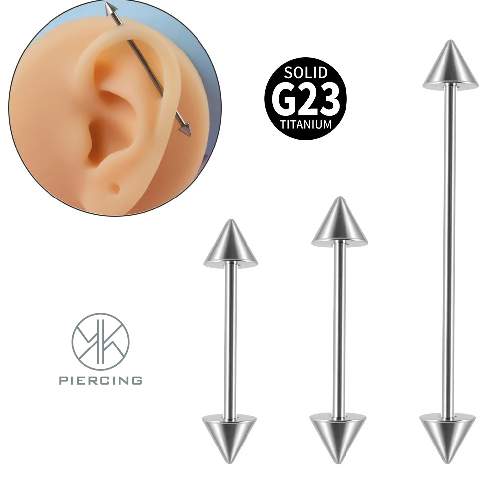 Tongue Barbell Straight - 1 adet G23 titanyum koni endüstriyel