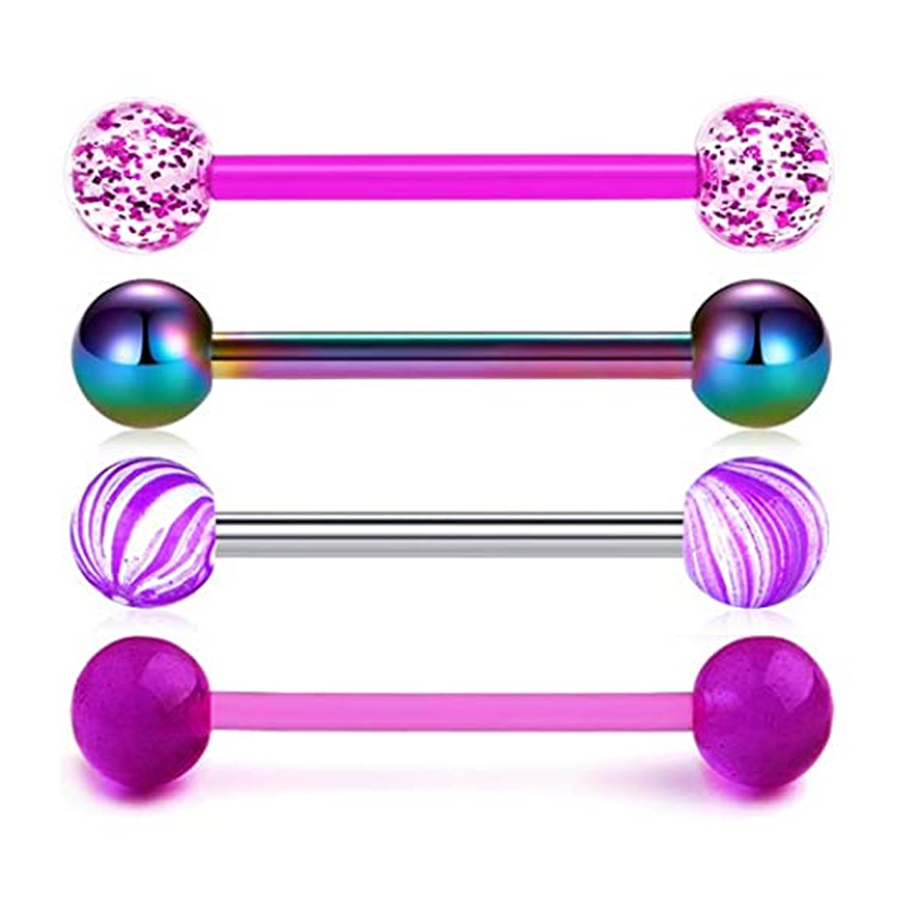 Tongue Barbell Straight - 1 adet/4 adet meme dil yüzükler