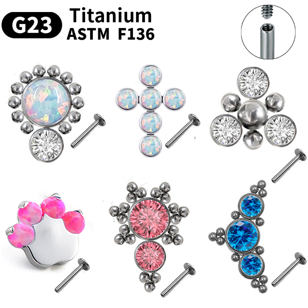 Body Jewelry Labret - G23 Titanyum Piercing Küpe Kadınlar Opal