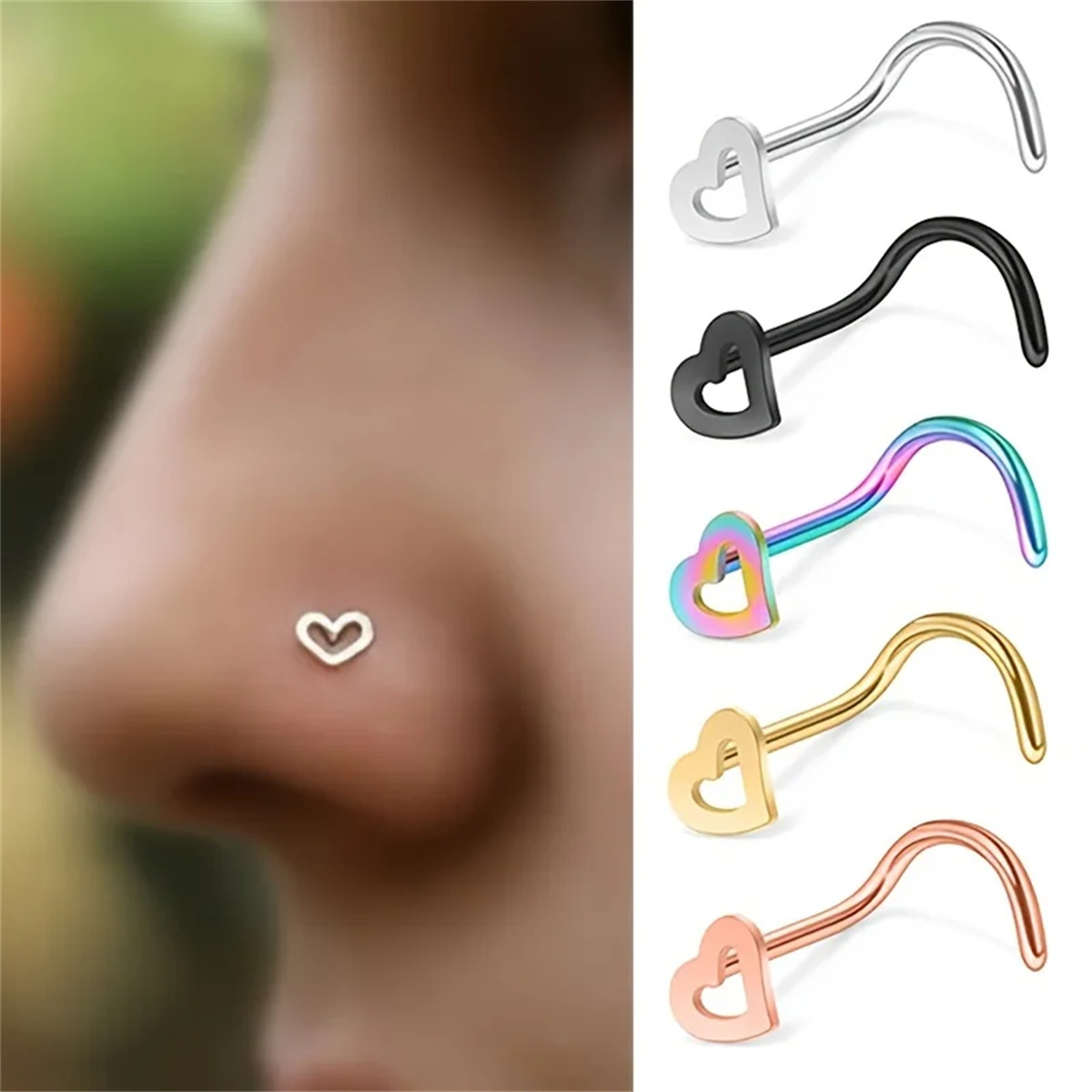 Body Jewelry Types - EVISPOL 5 Adet Moda Hollow Kalp