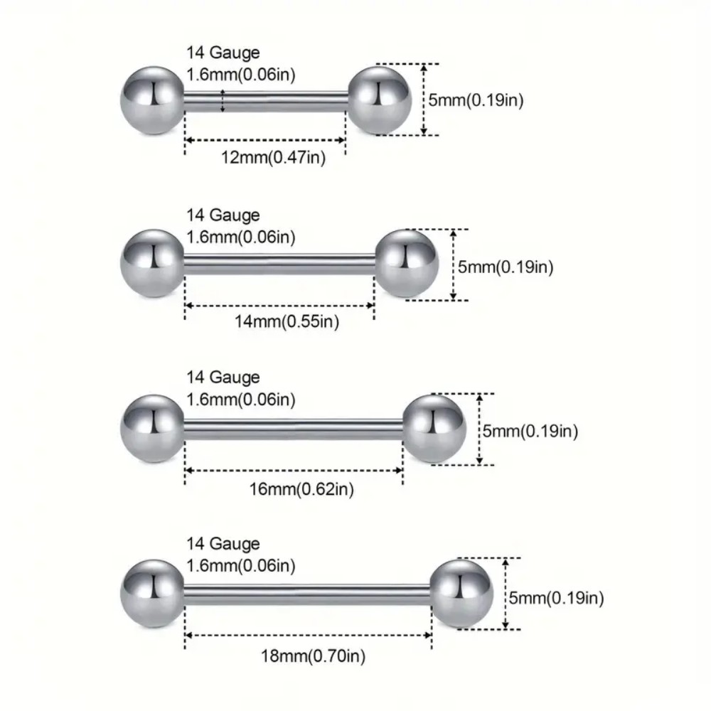 4 Set Paslanmaz Çelik Meme Ucu - Tongue Barbell Straight incelemesi ve fiyatı