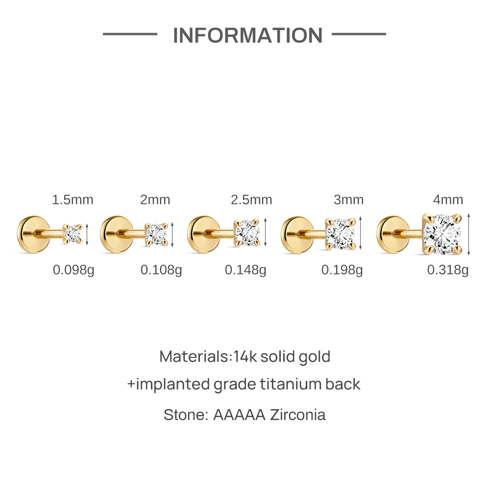 AIDE 14K katı altın Mini dört  - Body Jewelry Flat Back incelemesi ve fiyatı