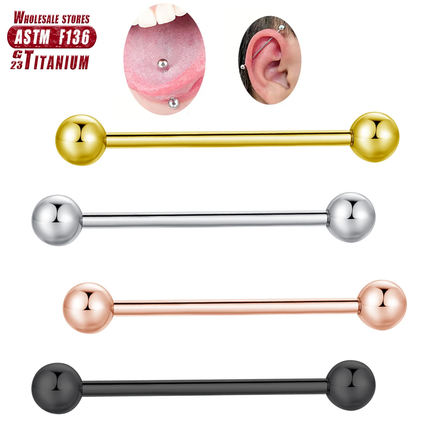 ASTM F136 Titanyum Endüstriyel - Tongue Barbell Straight incelemesi ve fiyatı
