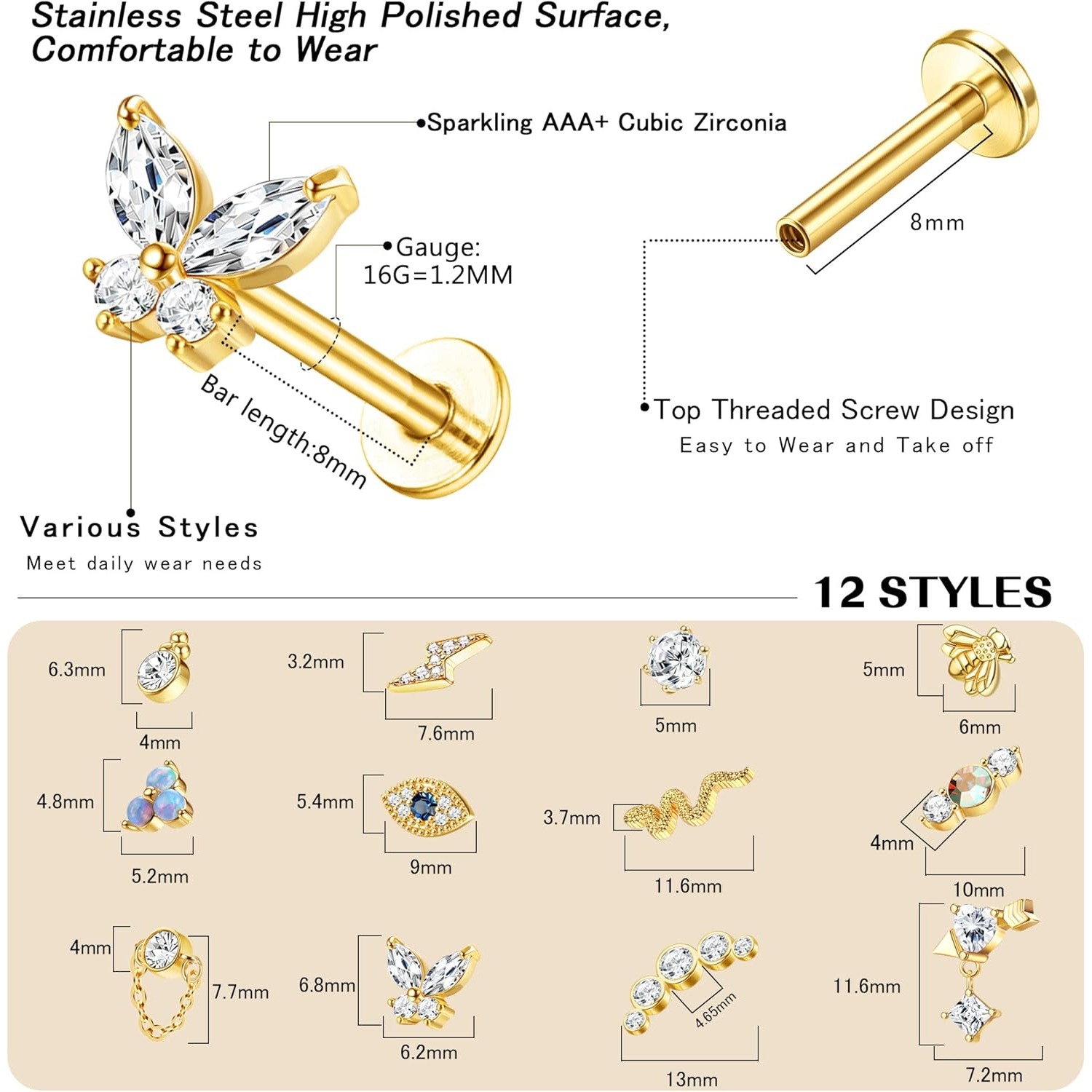 Bobisty 1 Adet Kıkırdak Küpe K - Body Jewelry Flat Back incelemesi ve fiyatı