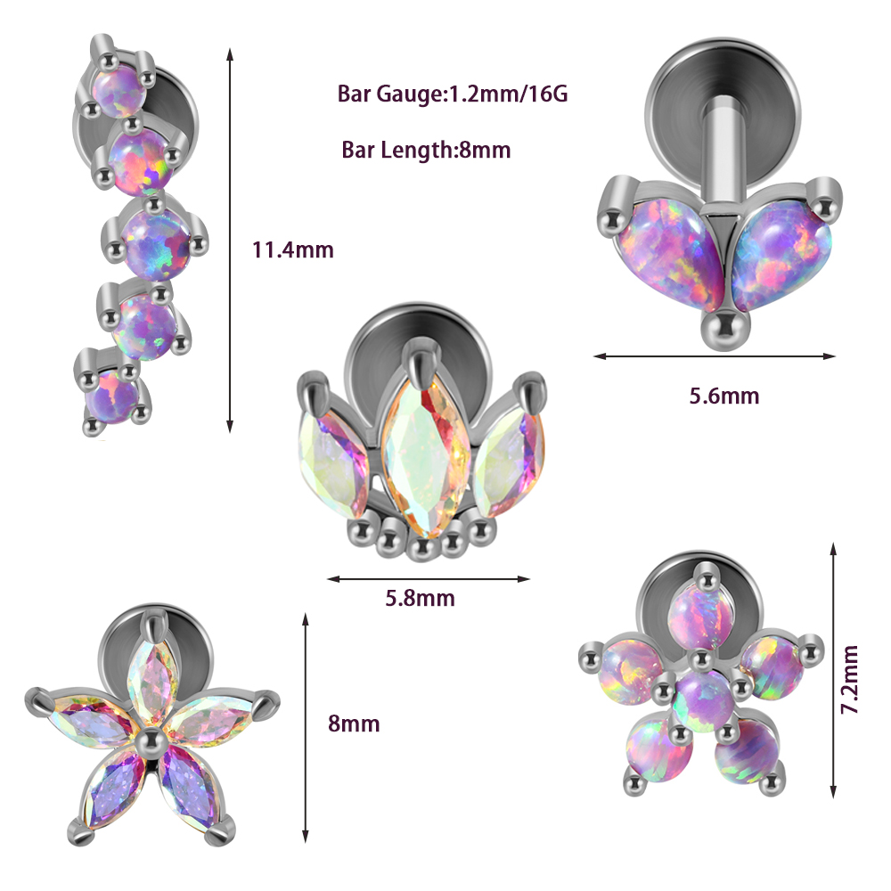 1 adet paslanmaz çelik Opal çi - Body Jewelry Labret incelemesi ve fiyatı