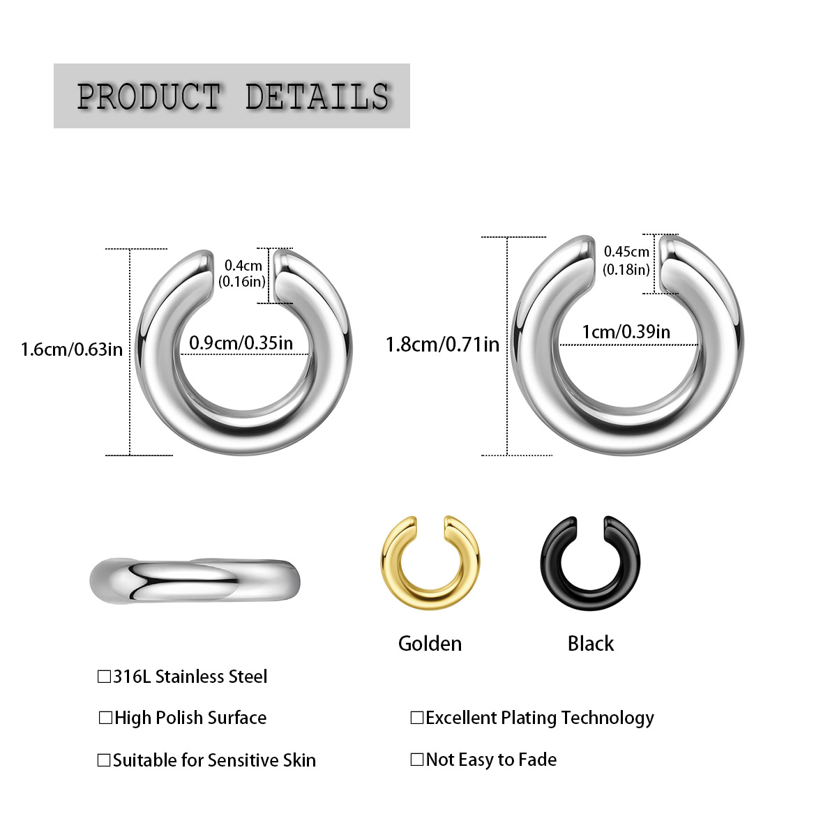 1 adet abartılı c-şekilli pier - Body Jewelry Earrings incelemesi ve fiyatı