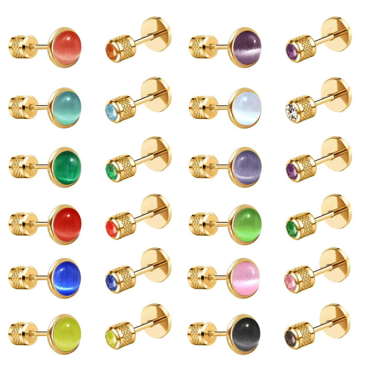 Kadınlar için Doğum Taşı Küpe, - Body Jewelry Flat Back incelemesi ve fiyatı