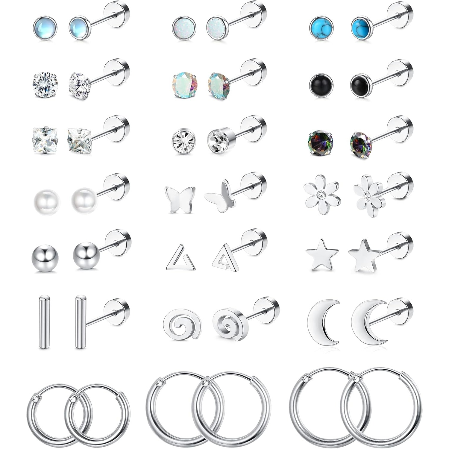 FASACCO 1 Çift Cerrahi Çelik D - Body Jewelry Flat Back incelemesi ve fiyatı