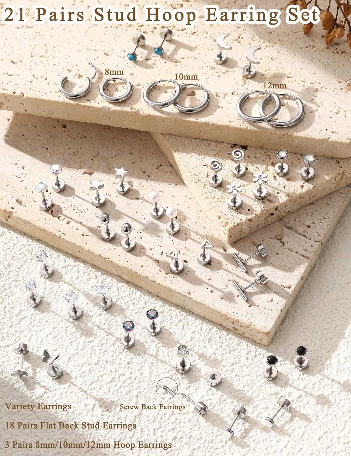 FASACCO 1 Çift Cerrahi Çelik D - Body Jewelry Flat Back incelemesi ve fiyatı